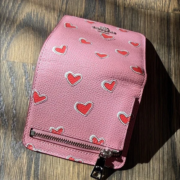 Coach Pink Wallet with Red Heart Accents - Picture 4 of 6